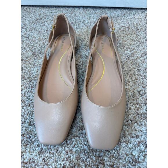 COLE HAAN Bria Flat Slingback Cutout Square Toe Brush Beige leather shoe, 11 - Picture 4 of 11